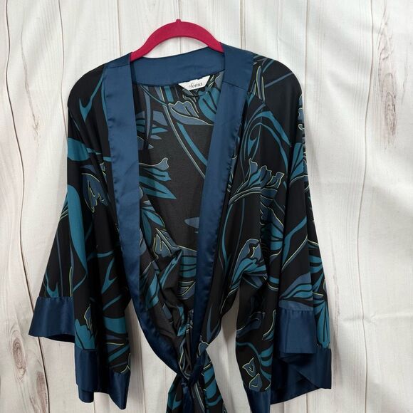 Soma Women’s One Size Blue Black Robe - Picture 1 of 6